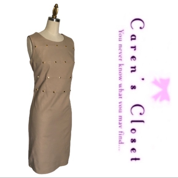 Calvin Klein Khaki Studded Sheath Dress - Picture 3 of 8